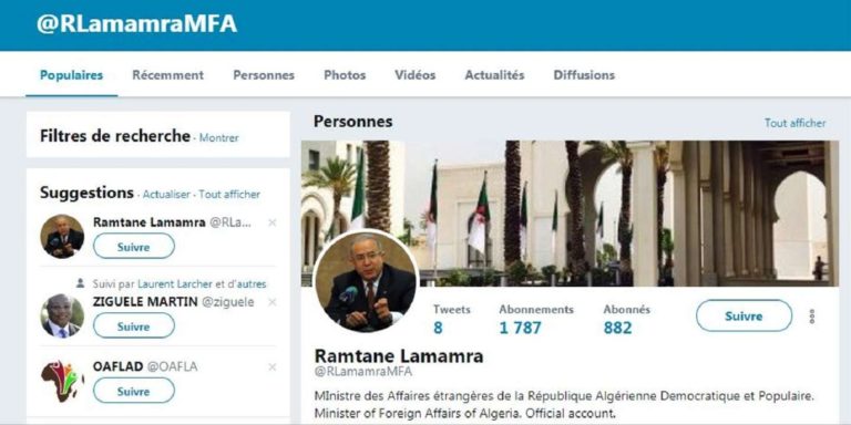 Un « faux compte Twitter » attribué au chef de la diplomatie algérienne Ramtane Lamamra
