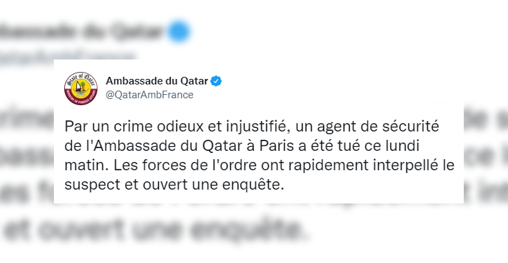 France : un vigile battu à mort dans l’ambassade du Qatar à Paris