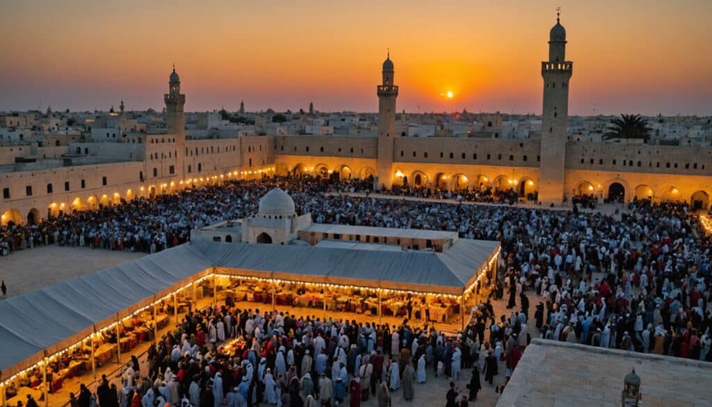 Fête colorée avec lanternes et traditions à Kairouan