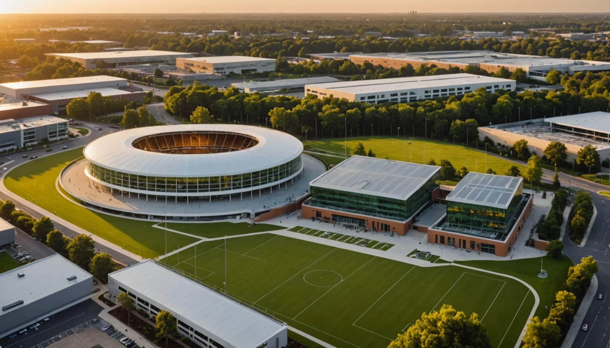 Vue du projet Tunis Sport City en Tunisie  
Concept moderne de complexe sportif en Tunisie